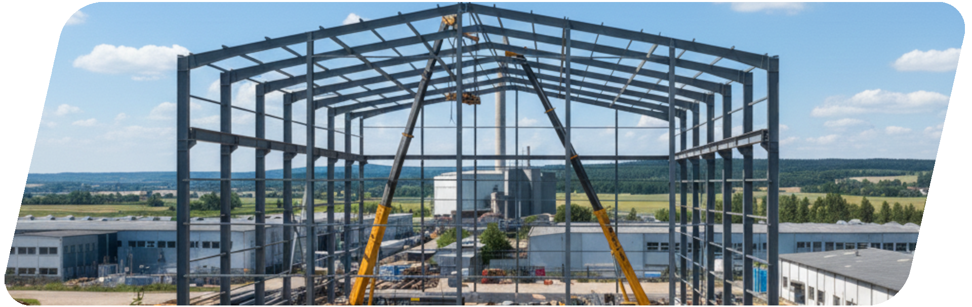 Stahlbau-Halle mit Flachstahl nach Maß und Sondergüten